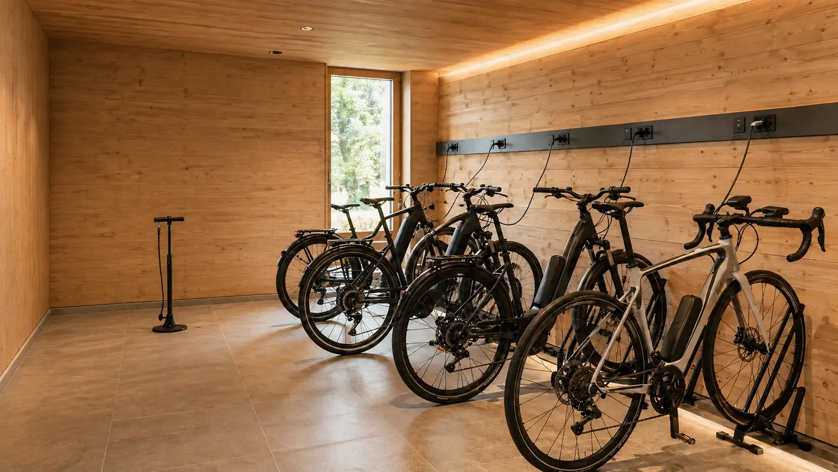Sicherer Fahrradraum mit E-Bike-Ladestationen